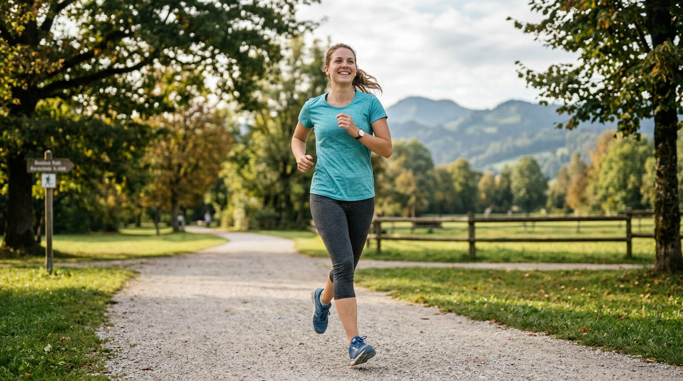 Laufeinsteiger im österreichischen Park beim ersten Jogging